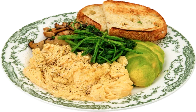 Scrambled Eggs with Mushrooms & Avocado at Café Carré Thảo Điền